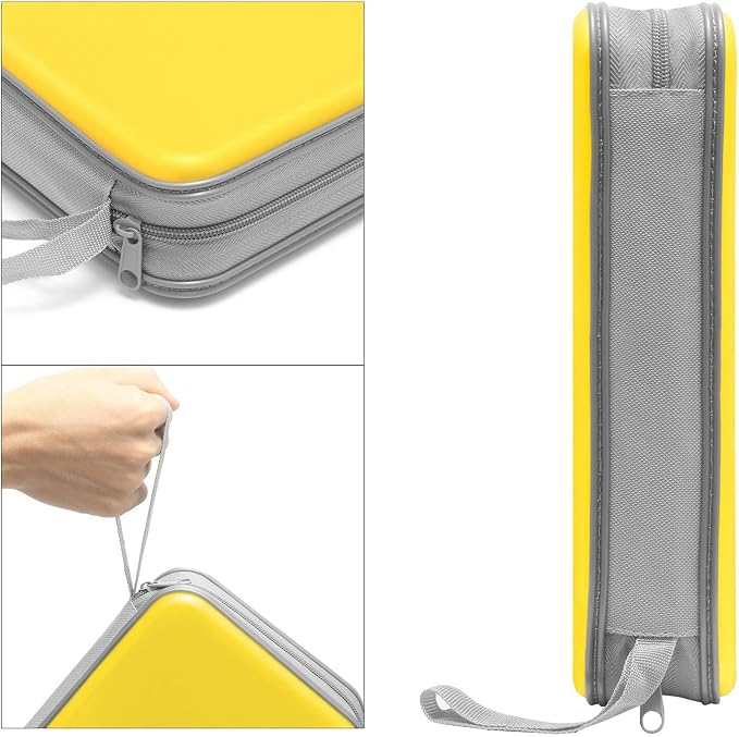 Siveit CD Case holder, 80 Capacity CD/DVD Case Holders Wallet Hard Plastic CD DVD Disc Cases Storage Binder for Car Home Office Travel (Yellow) - Image 3