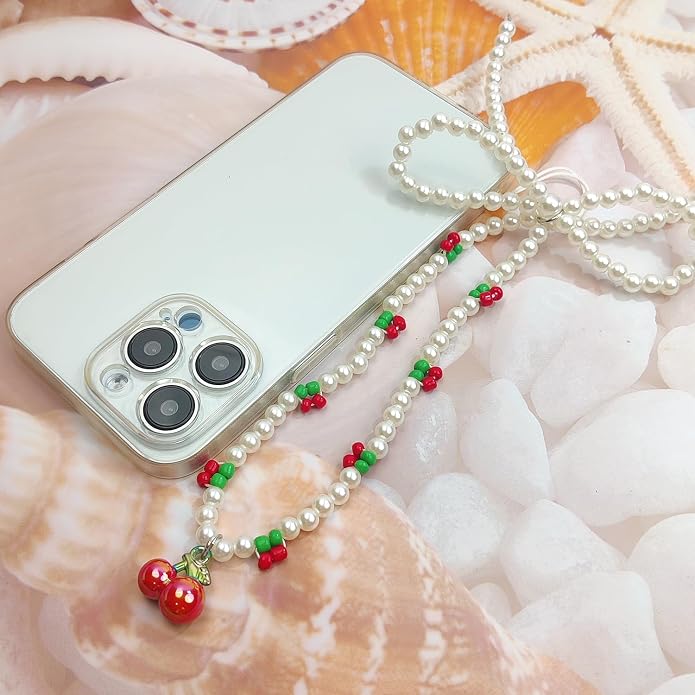 cioatu Phone Charms Cute Cherry Butterfly Cell Phone Lanyard Strap Wrist Strap for Bag Airpods Camera Pendants Decor - Image 4