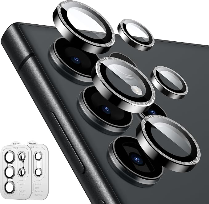 ESR for Samsung Galaxy S24 Ultra Camera Lens Protector, 2 Pack, Black | Individual Camera Cover, 9H Tempered Glass, Original Camera Clarity, Scratch-Resistant, Case Friendly by Unknown