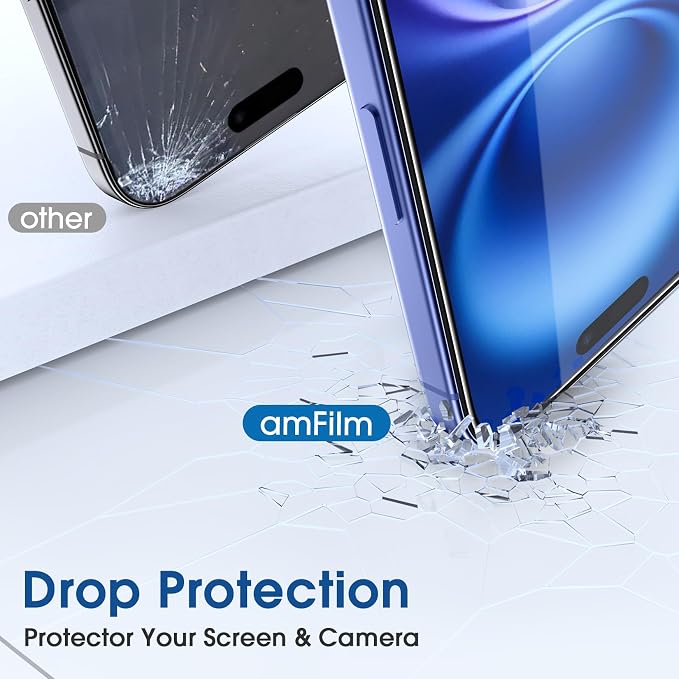 amFilm OneTouch for iPhone 16 Plus Screen Protector 6.7'' Tempered Glass | Auto-Alignment, 30s Install, Bubble Free, Scratch & Drop Protection, HD Clear, Camera Lens Protector, 2+2 Pack (16-6.7'') - Image 6