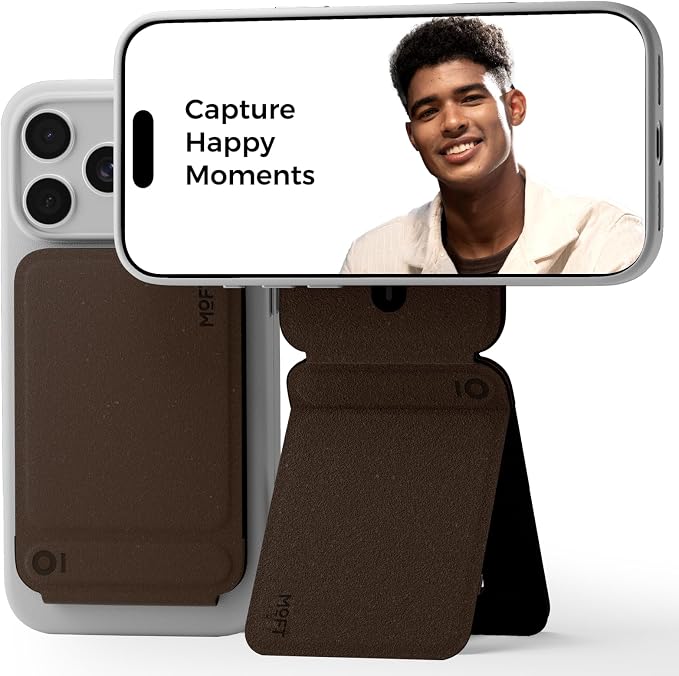 MOFT Phone Tripod Stand, Portable Selfie Stick for iPhone | MOVAS-E- Coffee Leather | Mulit-Angle | Pocket Size | Magsafe Compatible | Easy to Charge | Stylish |For Content Creators by MOFT