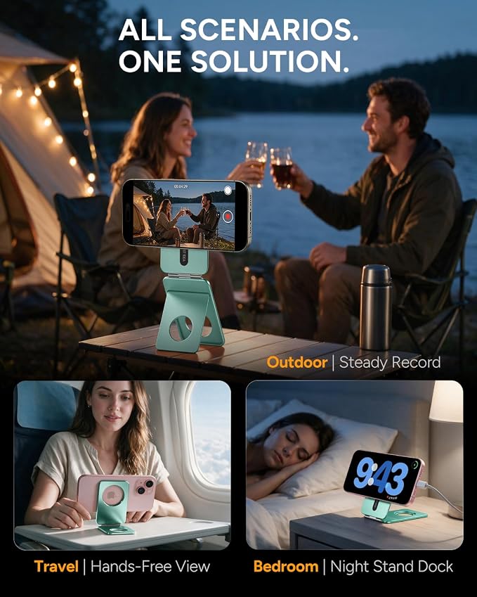 1ST IDEA for MagSafe Tripod Stand Ultra-Thin 0.23" | Aluminum Alloy Magnetic Tripod for iPhone, Flexible 20x Magnet Phone Stand Gift Accessories for Women Men for iPhone 17 16 15 14 13 12 Series - Image 5