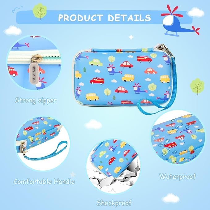 Kids Instant Print Camera Case & 3 Rolls for DYLANTO for ESOXOFFORE | Portable Digital Camera Case for ETIKEZ for YTETCN for DUDUDRAGON with Pocket for Accessories (Box Only)-Blue Car - Image 4