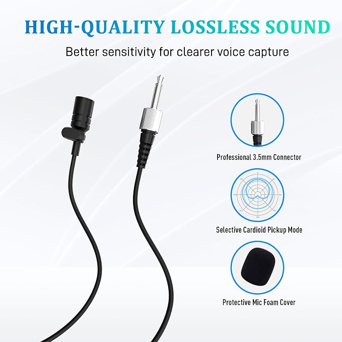 4 Channel Wireless Lapel Microphone System with 4 Headset Mics, 4 Lavalier Mics, UHF Metal Receiver, 4 Bodypacks, Independent Volume Control, 262ft Range for Home, Classroom, Church, Events - Image 6