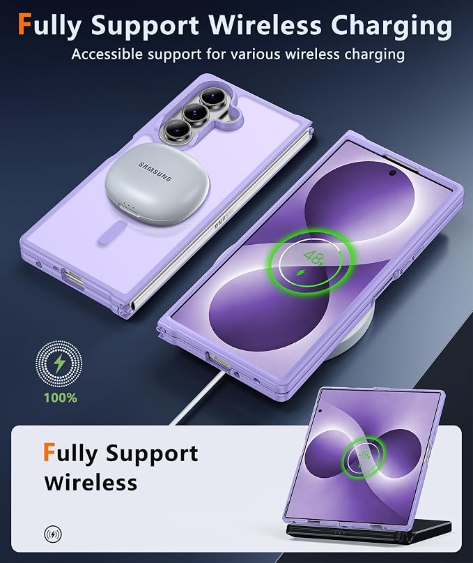 FNTCASE for Samsung Galaxy Z Fold 8 Ultra / Z Fold 7 Case, Fit for Magsafe | Screen Protector, Translucent Matte, 18FT Military Grade Drop Protection, Shockproof Protective Phone Cover, Light Purple - Image 7