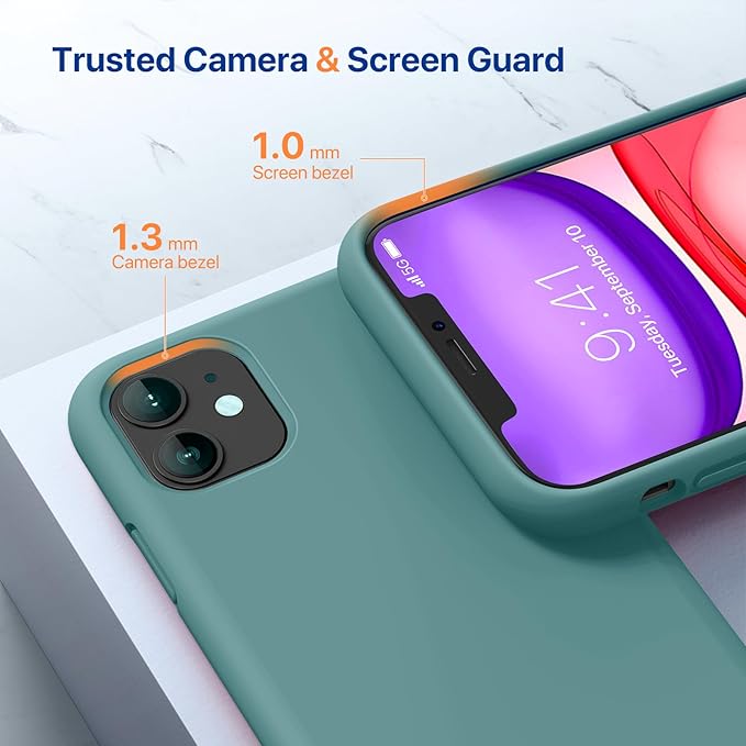 Miracase Silicone for iPhone 11 Phone Case, Midnight Green | Soft Anti-Scratch Microfiber Lining, Premium Silicone Cover Shockproof Drop Protection Phone Case for 11 - Image 4