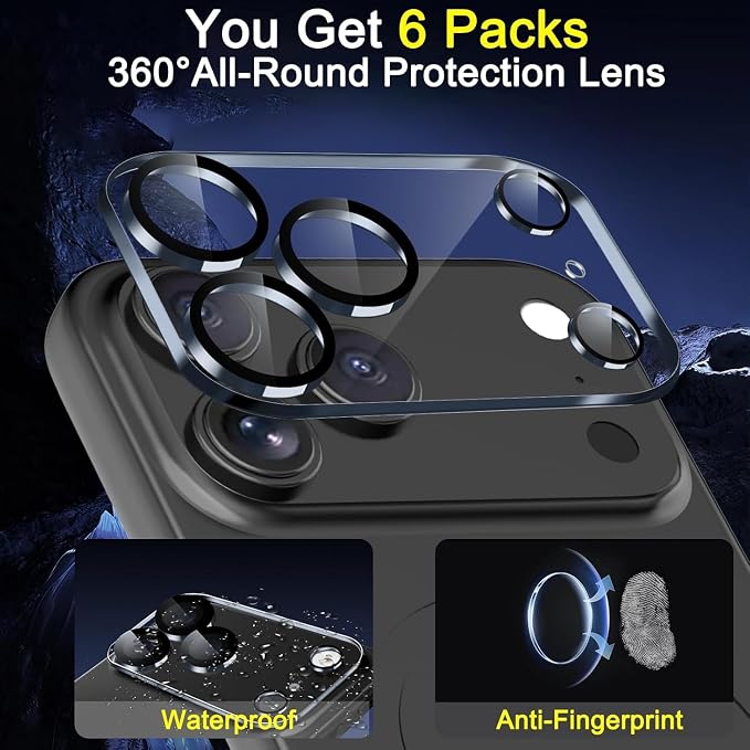 Ferilinso 6Pack Camera Lens Protector for iPhone 17 Pro Max, Tempered Glass | 9H+ Hardness, Military-Grade Shatterproof Camera Cover, Case Friendly, HD, Anti-Scratch, No Flash Glare for Night Shooting - Image 3