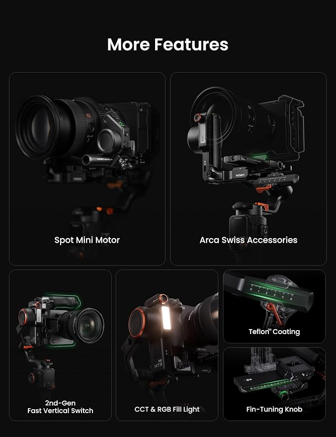 Hohem iSteady MT3 Pro 3-Axis Gimbal Stabilizer for Camera, AI Tracker with CCT/RGB Light, for Mirrorless/Pocket/Action Camera/Smartphone, Detachable Touchscreen Control, for Canon/Nikon/Sony/Fujifilm - Image 2