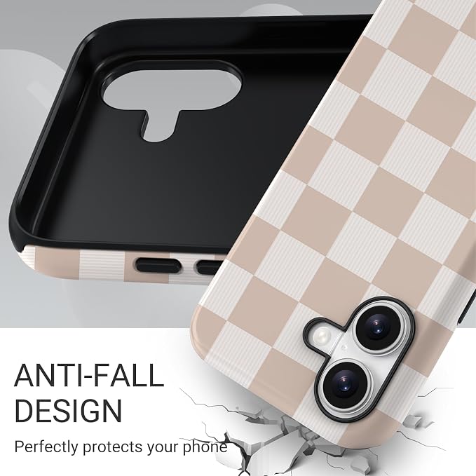 TPU Phone Case for iPhone 16, MagSafe Wireless Charging Compatible, Shockproof Slim Fit Protective Cover with Anti-Yellowing & Raised Camera Protection (Plaid 2, iPhone 16) - Image 4