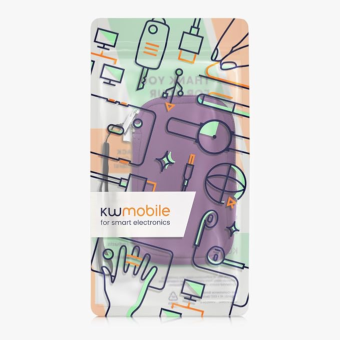 kwmobile Universal Phone Pouch Size L - 6.5" - Neoprene Smartphone Pouch with Zip - Water-Repellent Mobile Phone Case - Sleeve in Violet - Image 7