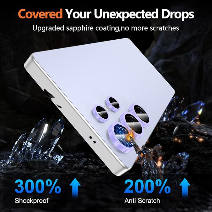 for Samsung Galaxy S25 Ultra Camera Lens Protector, Individual Metal Ring Tempered Glass Lens Cover, [Strong Adsorption] Scratch Resistant Ultra-Thin HD Clear Lens Cover, 1 Set-Purple Shine - Image 8