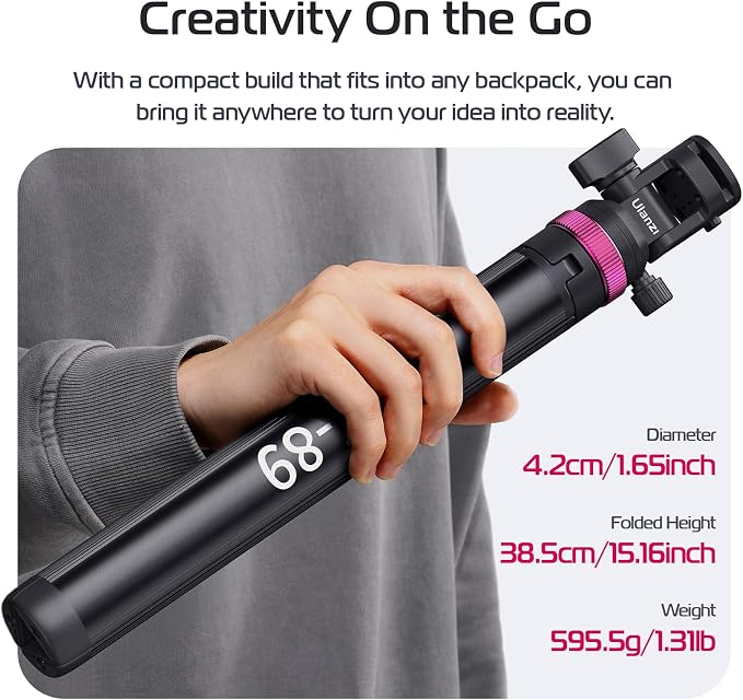ULANZI MT-89 Extendable Tripod Aluminum, 82" Portable Adjustable Light Stand with 1/4" Screw Quick Release, Camera Phone Tripod for Camera Video Light Smartphone, Lightweight for Travel,Up Load 2.2LBS - Image 5