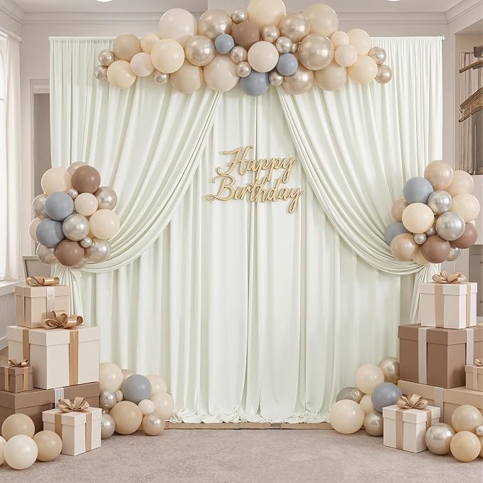 50ft x 10ft Wrinkle Free Ivory Backdrop Curtains for Parties, 10 Panels 5x10ft Polyester Ivory Photo Backdrop Drapes for Wedding Birthday Party Photography Background - Image 5
