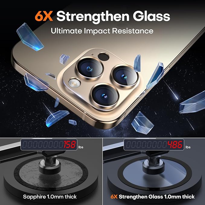 Camera Lens Protector for iPhone 16/15/14 Pro Max & 16/15/14 Pro | Desert Titanium, Aluminum Alloy, 9H+ Glass Camera Cover, Nano Reinforced Adhesive, Anti-Drop, Anti-Scratch, Case Friendly - Image 6