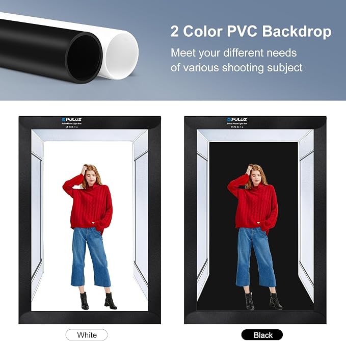 PULUZ Professional Large Photo Light Box Photography Studio, 47x31x78inch Large Lightbox Photo Video Continuous Lighting Softbox Shooting Tent Kit with 2 Colors PVC Backdrops - Image 6