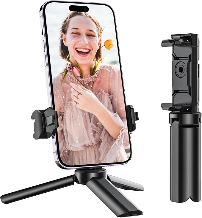 Anozer Mini Tripod with Universal Phone Holder & Cold Shoe, Camera Tripod | Lightweight Phone Stand & Camera Tripod, Compatible with iPhone 14 Pro Max/14 Pro, GoPro, Webcam, Mini Projector by Anozer