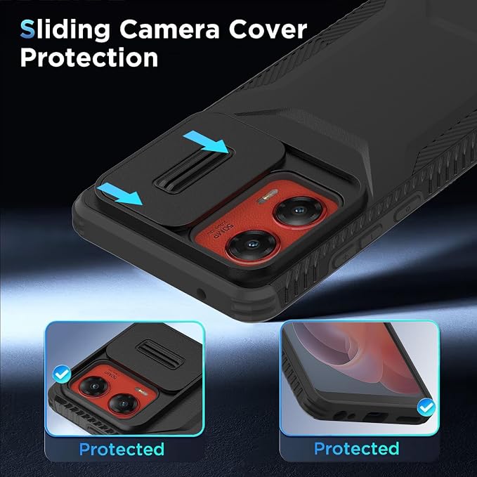 for Motorola G Stylus 5G 2024 Case with 1 HD Screen Protector & Slide Camera Cover [Military-Grade] Phone Case Heavy Duty Rugged Shockproof Protective Cover for Moto G Stylus 5G 2024(Black) - Image 4