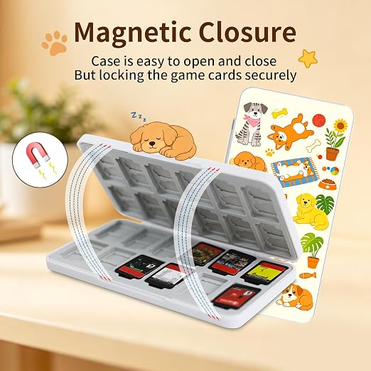 PERFECTSIGHT Switch Game Card Case for Nintendo Switch 2/ Lite / OLED, Switch 2 Game Holder Cartridge Case for 24 Game Cards and 48 SD Cards, Cute Kawaii Portable Compact Storage Box, Dog - Image 4