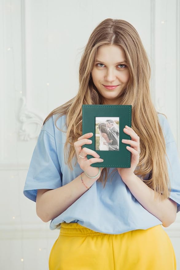 RECUTMS Photo Album 4x6 100 Photos Leather Small Album for Baby Dark Green | White Inner Page, 100 Vertical Pockets, Travel Family Wedding Pictures Book, DIY Front Window, Anniversary Graduation Gifts - Image 6