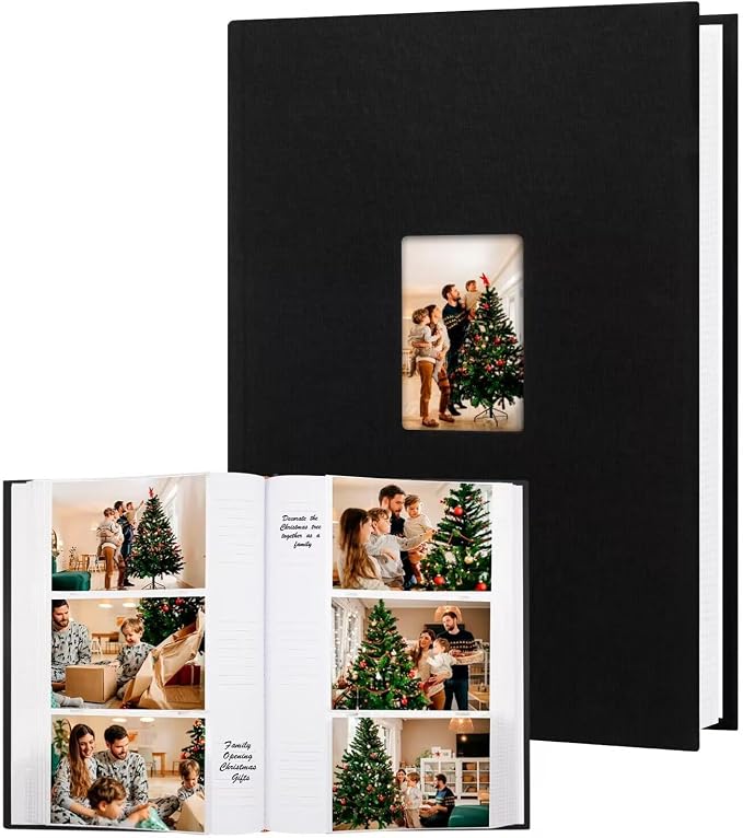 450 Pocket 4x6 Photo Album with Writing Space, Linen Cover, Black | Large Capacity, 4x6 Album Book, with Memo for Family, Wedding Baby, Travel Memories Graduation Pictures by Xfveiwoo