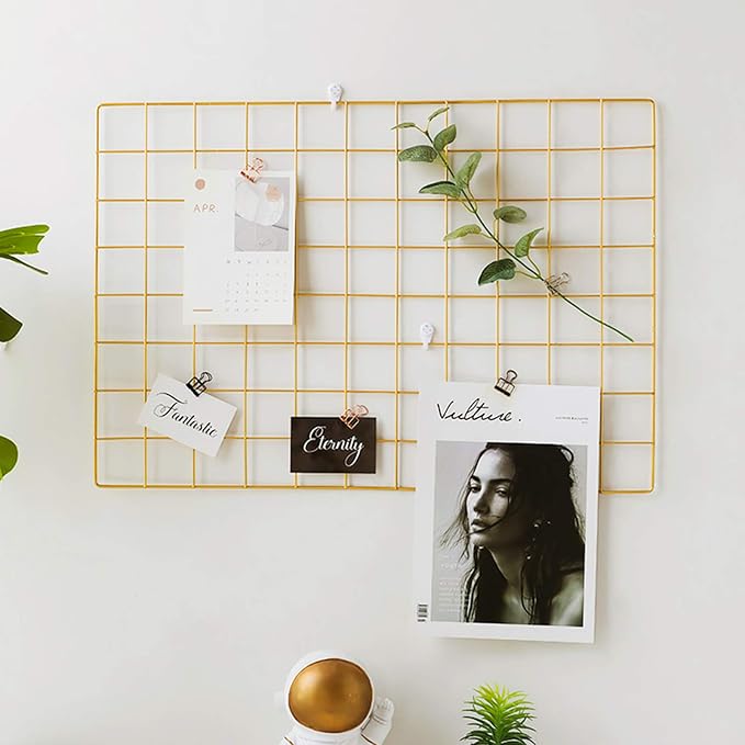 2 Pack Large Wall Grid Panels with Light and Clips, Photo Display Board, Picture Frame Collage Board, Wire Grid Wall Panel Room Decoration,Dark Gold | Picture Frames Collage , Wire Grid Wall Panel Room Decoration - Image 6