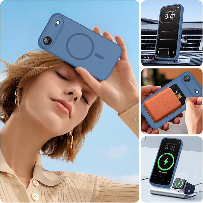 Miracase Magnetic for iPhone Air Case, Silicone, Glass Blue | Compatible with MagSafe, Soft Microfiber Lining,Silicone Shockproof Drop Protection Phone Case for 17 Air - Image 5
