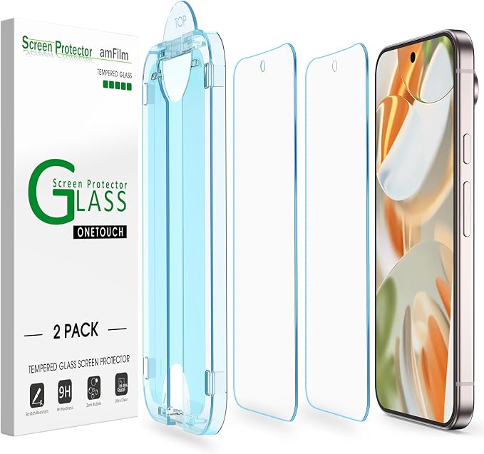 amFilm OneTouch for Google Pixel 9 Pro/Pixel 9 [6.3''] Screen Protector | Auto-Alignment, 30s Install, Bubble Free, Scratch & Drop Protection, HD Clear, Case Friendly 2 Pack(Pixel 9/9Pro-6.3'') by amFilm