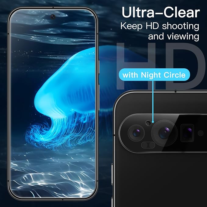 JETech Screen Protector for Google Pixel 9 Pro, 2+2 Pack | with Camera Lens Protector, HD Clear Tempered Glass, Anti-Scratch Protection, Easy Installation Tool - Image 6