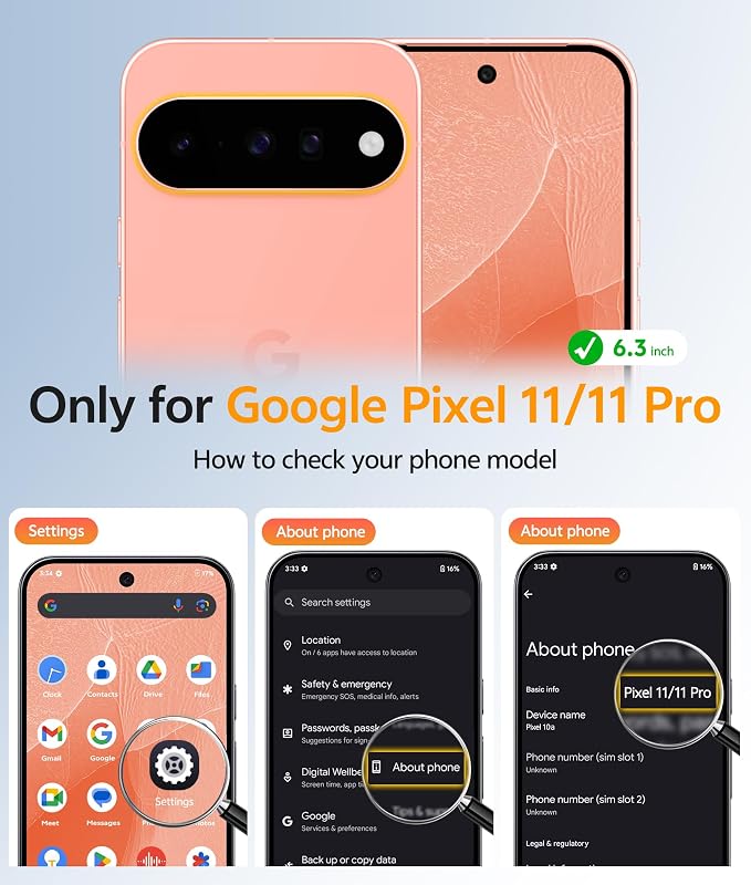 FNTCASE for Google Pixel 11 Pro Case / Pixel 11 Case, with Screen Protector | Fit for Magsafe, Translucent Matte, 14FT Military Grade Drop Protection, Shockproof Protective Phone Cover, Orange - Image 2