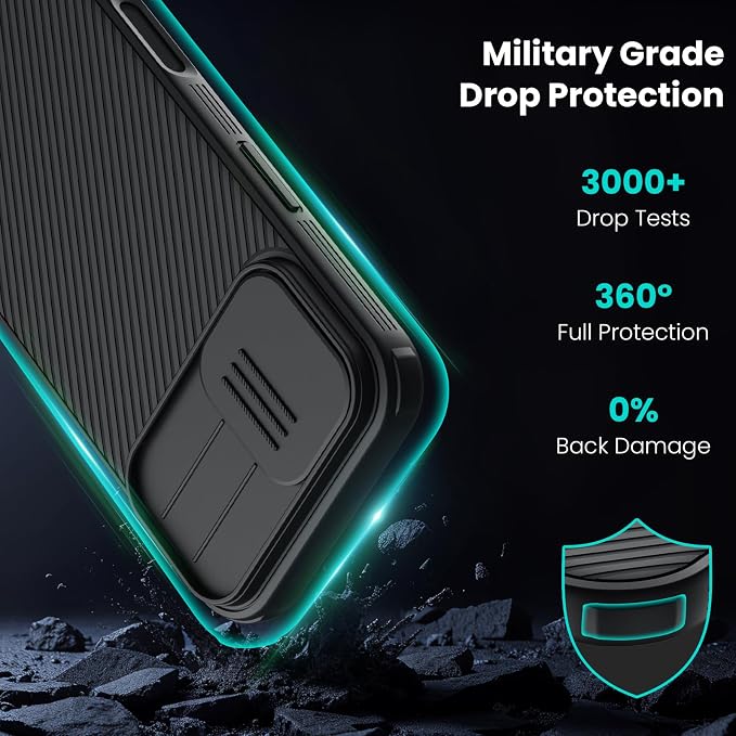 Nillkin for iPhone 17 Case with Slide Camera Cover & Thin Slim Fit | Shockproof Protective | Protector Privacy | Phone Case Camera Lens Protector, Black - Image 3