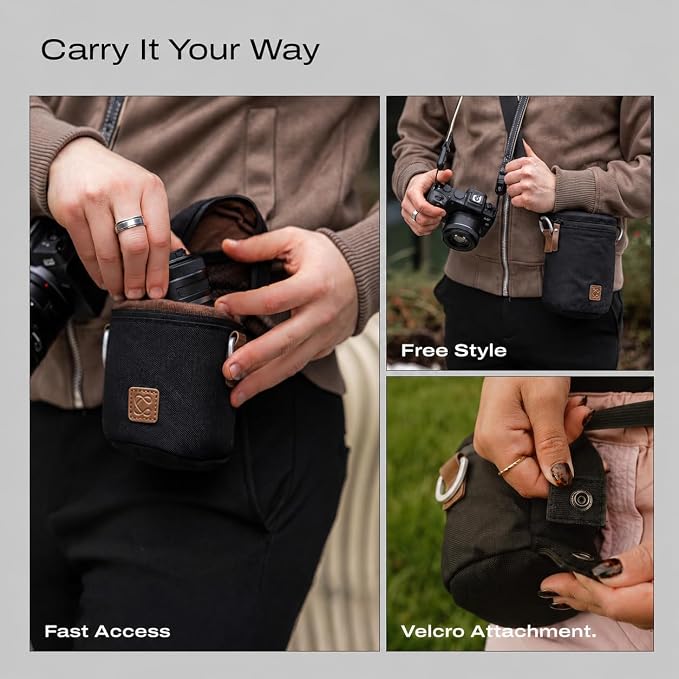 Premium Camera Lens Case with Quick Release Strap, Water Resistant Protective Lens Pouch for DSLR Camera, 2 Size L and M, Compatible for Canon, Nikon, Sony, Pentax, Olympus - Image 5