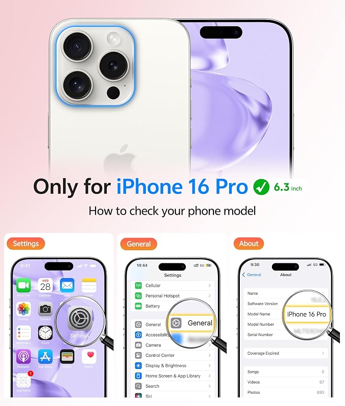 FNTCASE for iPhone 16 Pro Case, Fit for Magsafe, with Screen Protector | Full Camera Protection, Translucent Matte, 14FT Military Grade Drop Proof, Shockproof Protective Phone Cover, Light Purple - Image 2