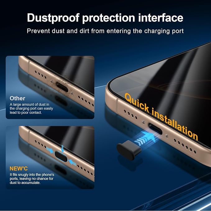 NEW'C 3x Privacy Screen Protector for iPhone 16 Pro (6.3 inches)+ 3x Camera Lens Protector, Sensor Protection, Case Friendly Tempered Glass Film, Ultra Resistant, Easy installation tool included - Image 5