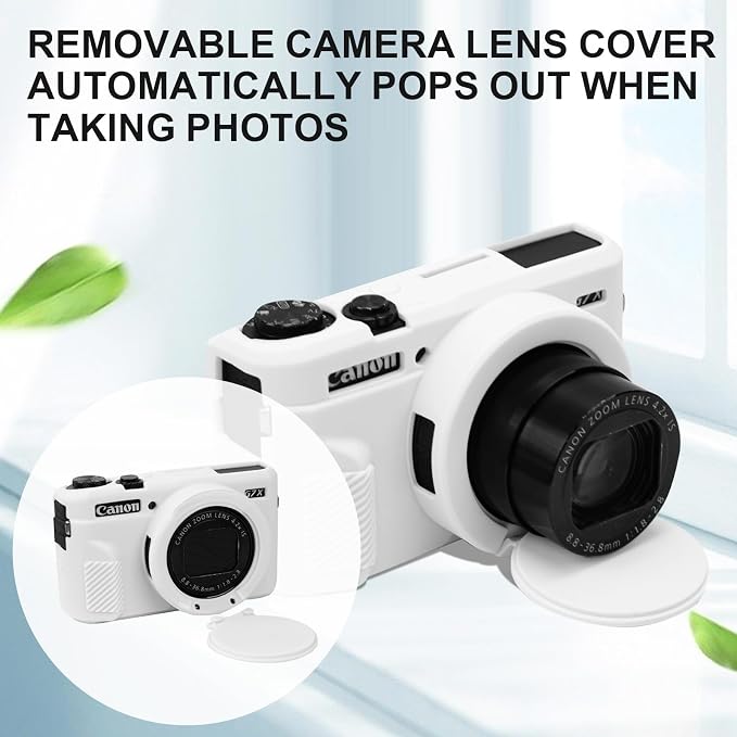 Case with Removable Lens Cover for Canon G7X Mark II/G7XII Camera(White) | Soft Silicone Camera Protective Case,Slim Fit,Anti-Scratch,Dustproof,Shockproof,Camera Accessories,For Travel,Daily Use - Image 5