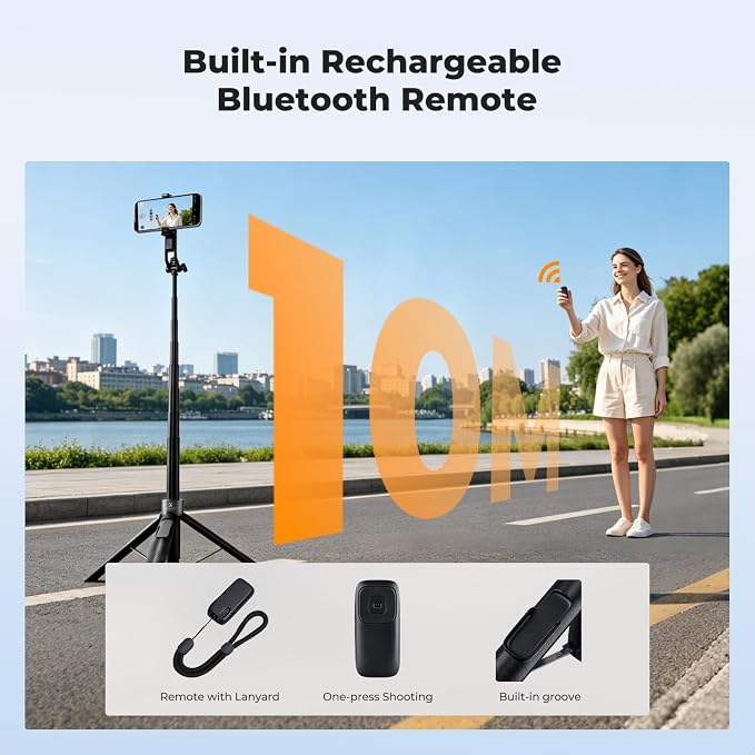 K&F CONCEPT 72" Selfie Stick for iPhone, Phone Tripod with Light | Clip & Magnetic, Light, Remote, 1s Open & Close, Compatible with iPhone 17-12 Osmo Pocket 4/3 Luna Ultra, X97C6 - Image 8
