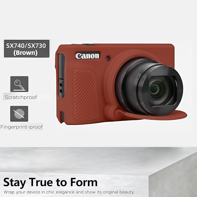 Camera Case for Canon PowerShot SX740/ SX730 Digital Camera, SX740 HS Case | Soft Silicone Protective Case Removable Lens Cover, Comes with 2 Screen Protectors and 1 Wrist Strap. (Brown) - Image 7