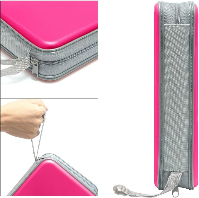 Siveit CD Case Holder, 80 Capacity CD/DVD Case Holders Wallet Hard Plastic CD DVD Disc Cases Storage Binder for Car Home Office Travel (Hot Pink) - Image 3