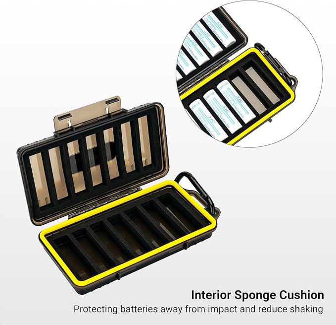 JJC 14 Slots 18650 Battery Case with Carabiner, Water-Resistant and Shockproof Battery Storage for 14 x 18650, 18650 Organizer Box | Battery Storage Holder for 14 x 1865, 1865 Organizer Box Container, Interior Sponge Cushion - Image 3