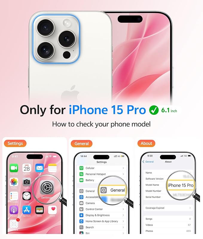 FNTCASE for iPhone 15 Pro Case, Fit for Magsafe, Screen Protector | Full Camera Protection, Translucent Matte, 14FT Military Grade Drop Proof, Shockproof Protective Phone Cover, Light Pink - Image 2