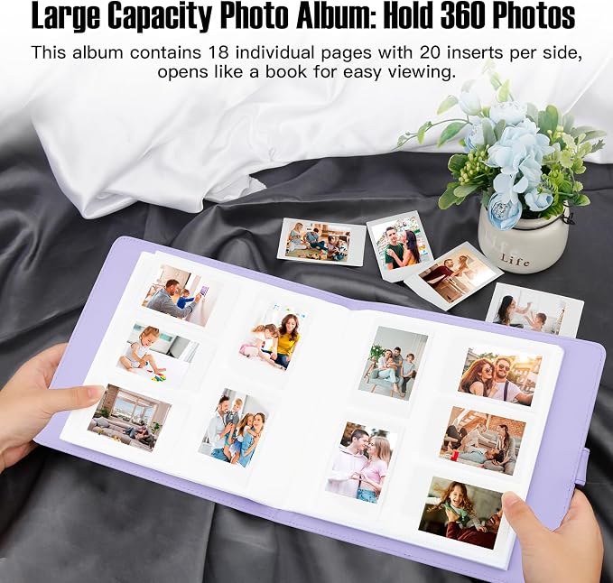 Veicevol 360 Pockets Photo Album for Polaroid 2x3" & Instax Mini, Purple | Large Capacity, Designed for Fujifilm Instax Mini and Polaroid 2x3 Photos, To Store Pictures Or Trading Collection Cards - Image 6