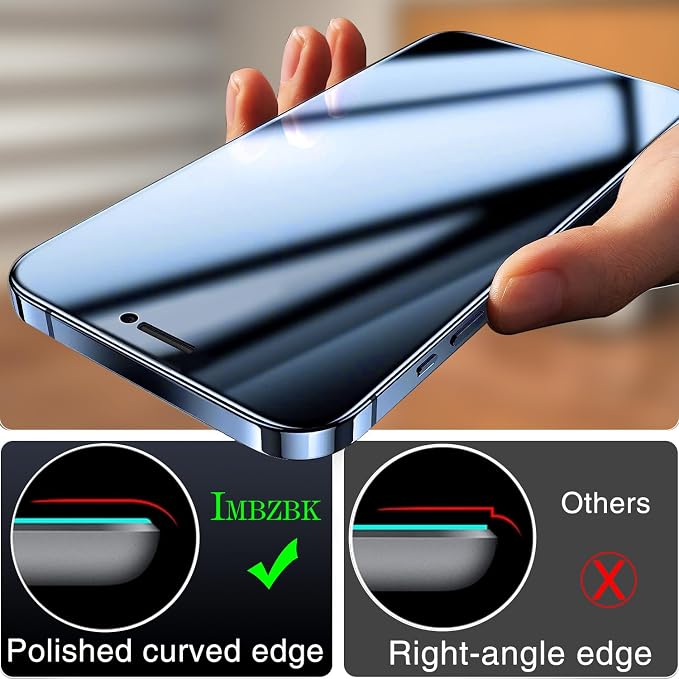 IMBZBK 3 Pack Privacy Screen Protector for iPhone 12 Pro Max,Tempered Glass | 9H+ Hardness, Military Grade Shatterproof, Case Friendly, Bubble Free Easy Installation Frame, with 3 Camera Lens Protectors - Image 7
