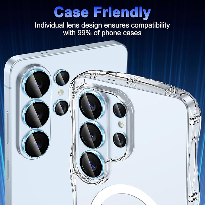 Meshine for Samsung Galaxy S26 Ultra Camera Lens Protector,Scratch Proof,Strong Adsorption,9H Hardness with Metal Ring Camera Cover,Ultra Thin Case Friendly, Accessories Lens Protector,Blue - Image 6