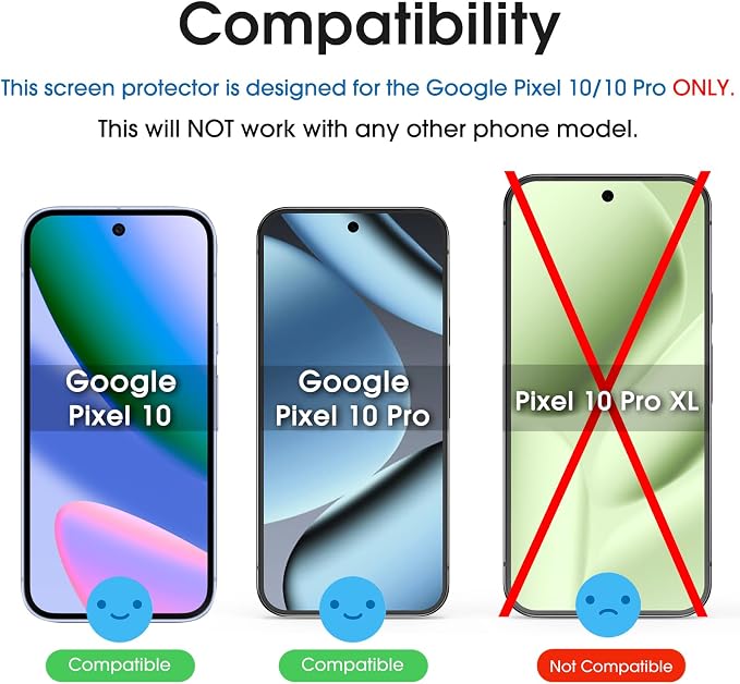 amFilm OneTouch for Google Pixel 10 Pro/Pixel 10 [6.3''] Screen Protector | Auto-Alignment, 30s Install, Bubble Free, Scratch & Drop Protection, HD Clear, Case Friendly 2 Pack(Pixel 10/10Pro-6.3'') - Image 2