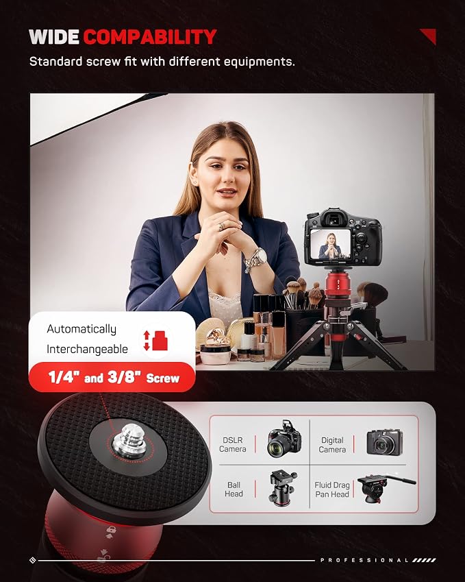 IFOOTAGE Cobra 3 Base-P Monopod Base with Pedal 10" Tripod | Aluminum Desktop Small Tripod for Camera with 1/4" & 3/8" Screws Compatible with Sony Nikon Canon DSLR Cameras, 17.64lbs - Image 3