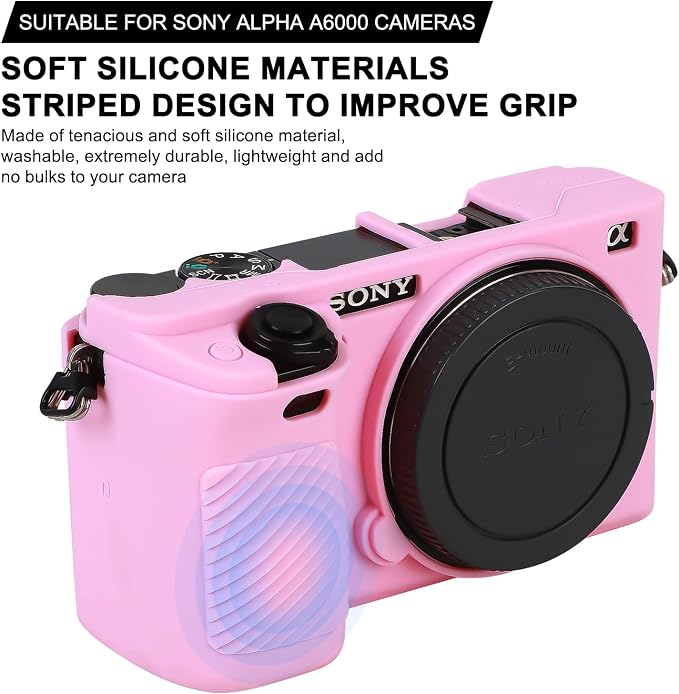 Easy Hood Case for Sony Alpha A6000 ILCE-6000 Digital Camera, Pink | Soft Silicone,Anti-Scratch,Dustproof,Shockproof,Slim Fit,Enhanced Grip,Camera Skin Protector Accessories Protective Cover - Image 2