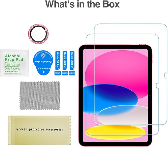 ProCase 2 Pcs Screen Protector for iPad A16 10th with Camera Lens Protector | Tempered Glass for 11" iPad 2025 11th & 10.9 10th Generation -Glitter Pink - Image 9