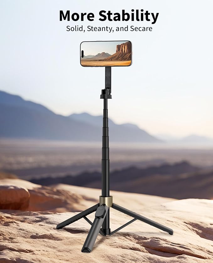 Vimose Magnetic Tripod for iPhone, Selfie Stick Monopod Tripod for Magsafe, 360° Rotatable Travel Tripod Heads Cell Phone Stand with Metal Ring & Remote, Compatible with iPhone Android, 60" - Image 5