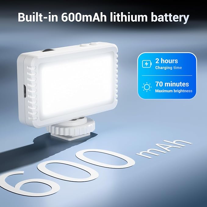 Kiwifotos Mini LED Video Light for Sony ZV-E10 II ZVE10 ZV-1F ZV1F ZV-1 ZV1 | for Canon PowerShot V1 EOS R50V & More Cameras, Flash Attachment Accessories for Vlog Shooting Record, Portable Rechargeable - Image 6