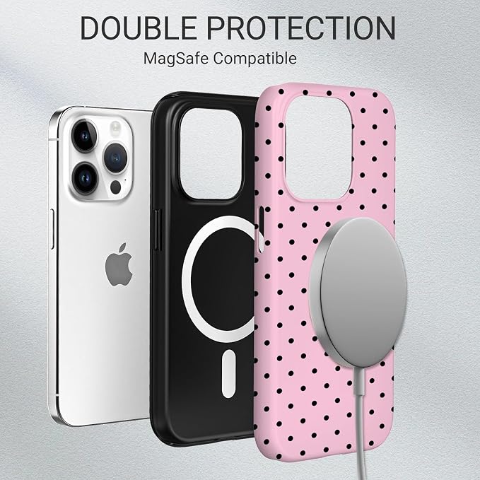 TPU Phone Case for iPhone 13 Pro Max, MagSafe Wireless Charging Compatible, Shockproof Slim Fit Protective Cover with Anti-Yellowing & Raised Camera Protection (Polka dot 4, iPhone 13 Pro Max) - Image 6