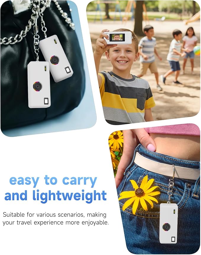 Silicone Case for Kodak CHARMERA Keychain Digital Blind Box accessories,Soft Silicone Protective Case,Comes with Screen Protectors and Wrist Strap - White - Image 3